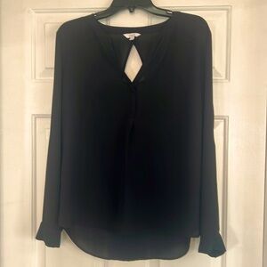 Black Candies long sleeve blouse with triangle cutout in back, size XL